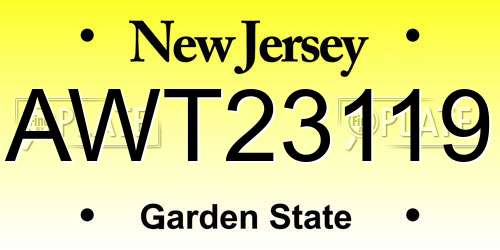 AWT23119 New Jersey License Plate
