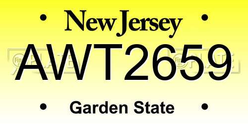 AWT2659 New Jersey License Plate
