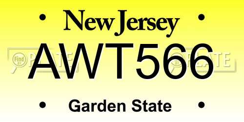 AWT566 New Jersey License Plate
