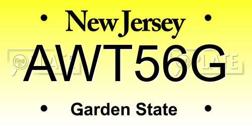 AWT56G New Jersey License Plate