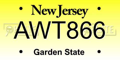 AWT866 New Jersey License Plate
