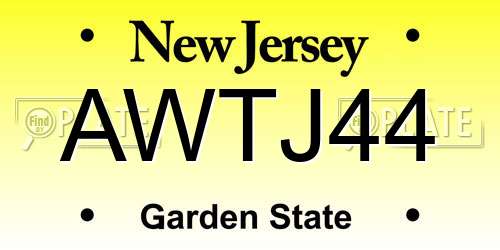 AWTJ44 New Jersey License Plate