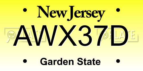AWX37D New Jersey License Plate