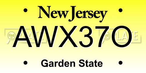 AWX37O New Jersey License Plate