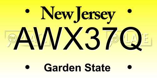 AWX37Q New Jersey License Plate