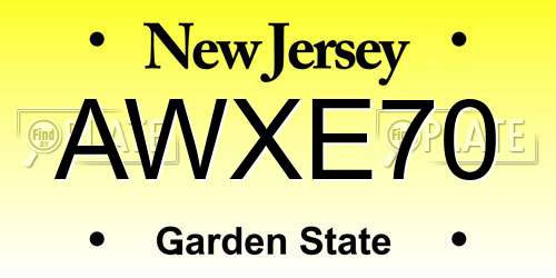 AWXE70 New Jersey License Plate