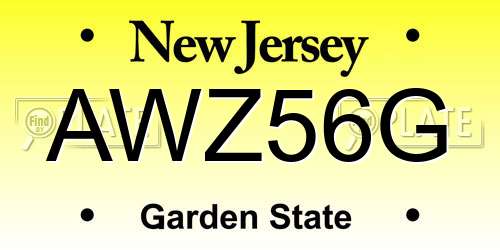AWZ56G New Jersey License Plate