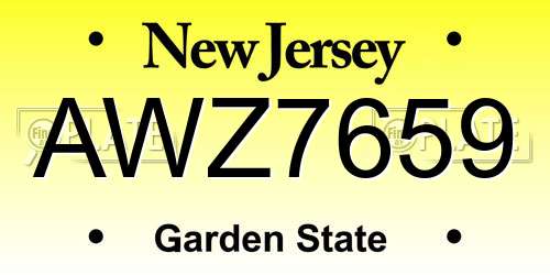 AWZ7659 New Jersey License Plate