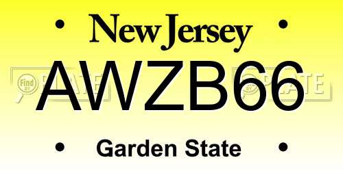 AWZB66 New Jersey License Plate