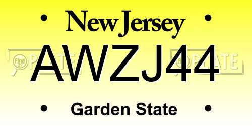 AWZJ44 New Jersey License Plate