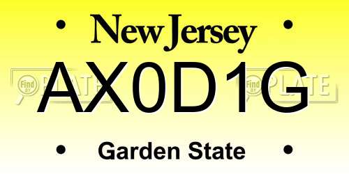 AX0D1G New Jersey License Plate