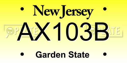 AX103B New Jersey License Plate