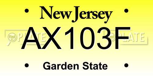AX103F New Jersey License Plate