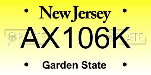 AX106K New Jersey License Plate