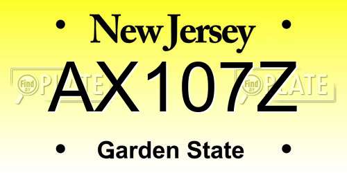 AX107Z New Jersey License Plate