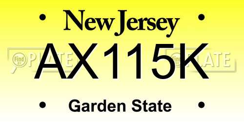 AX115K New Jersey License Plate