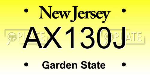 AX130J New Jersey License Plate