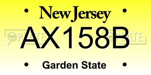 AX158B New Jersey License Plate