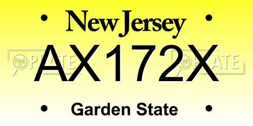 AX172X New Jersey License Plate