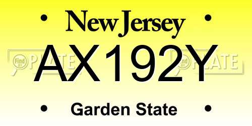 AX192Y New Jersey License Plate