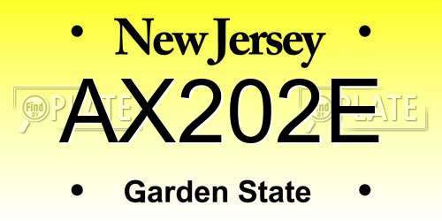 AX202E New Jersey License Plate