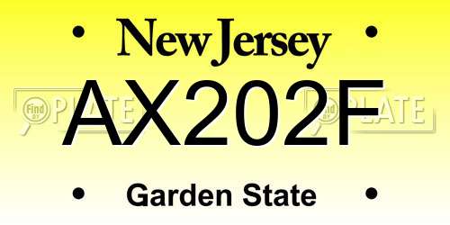 AX202F New Jersey License Plate