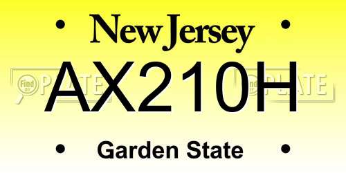 AX210H New Jersey License Plate