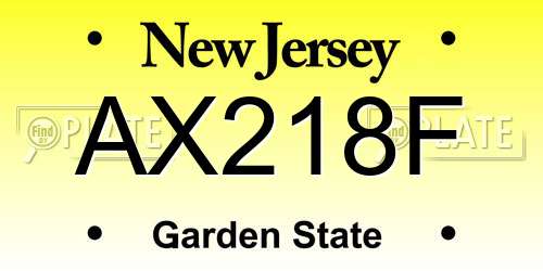 AX218F New Jersey License Plate