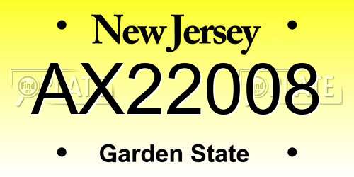 AX22008 New Jersey License Plate