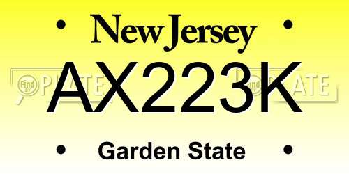 AX223K New Jersey License Plate