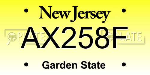 AX258F New Jersey License Plate