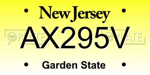 AX295V New Jersey License Plate