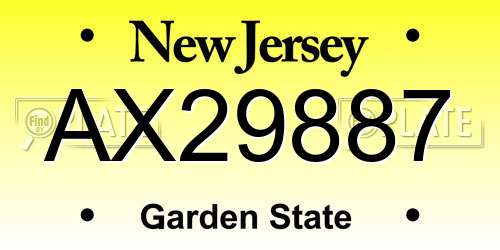 AX29887 New Jersey License Plate