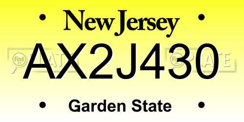 AX2J430 New Jersey License Plate