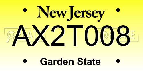 AX2T008 New Jersey License Plate