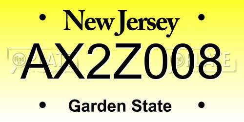 AX2Z008 New Jersey License Plate