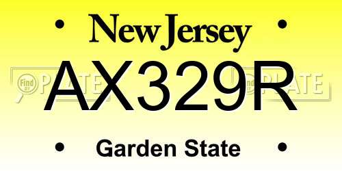 AX329R New Jersey License Plate