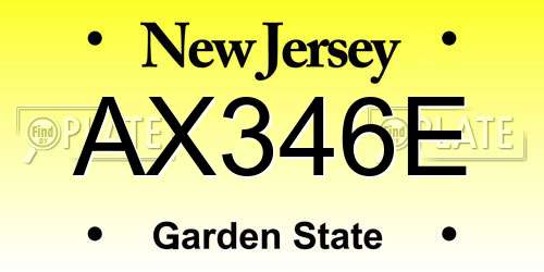 AX346E New Jersey License Plate