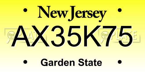 AX35K75 New Jersey License Plate