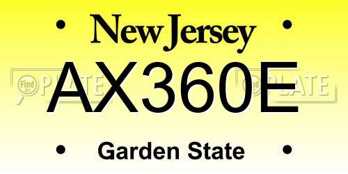 AX360E New Jersey License Plate