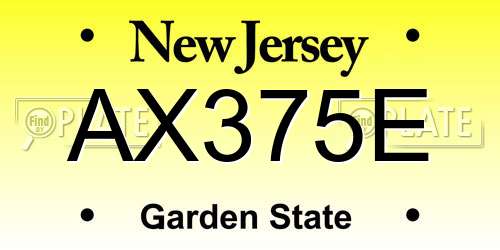 AX375E New Jersey License Plate