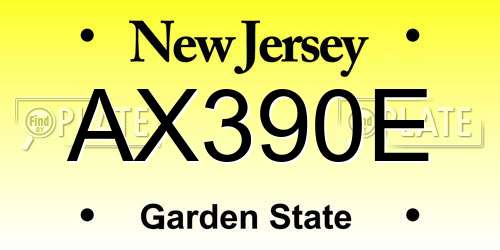 AX390E New Jersey License Plate