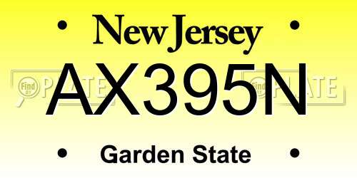 AX395N New Jersey License Plate