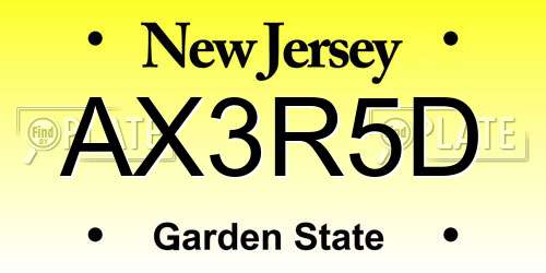 AX3R5D New Jersey License Plate