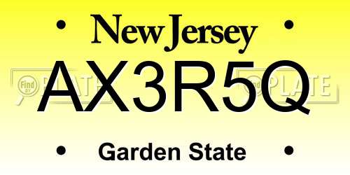 AX3R5Q New Jersey License Plate
