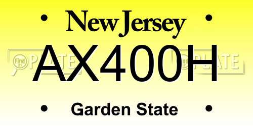 AX400H New Jersey License Plate