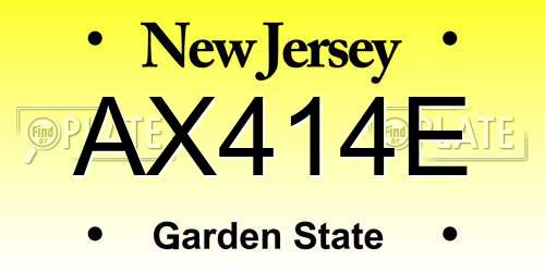 AX414E New Jersey License Plate