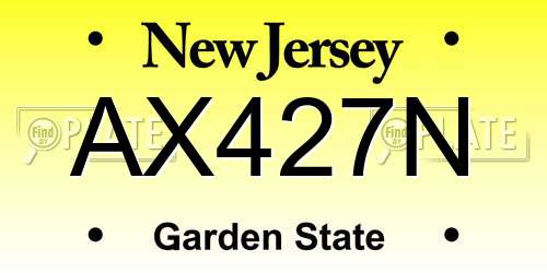 AX427N New Jersey License Plate