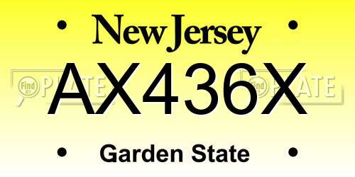 AX436X New Jersey License Plate