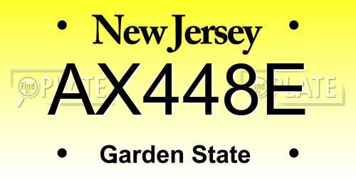 AX448E New Jersey License Plate